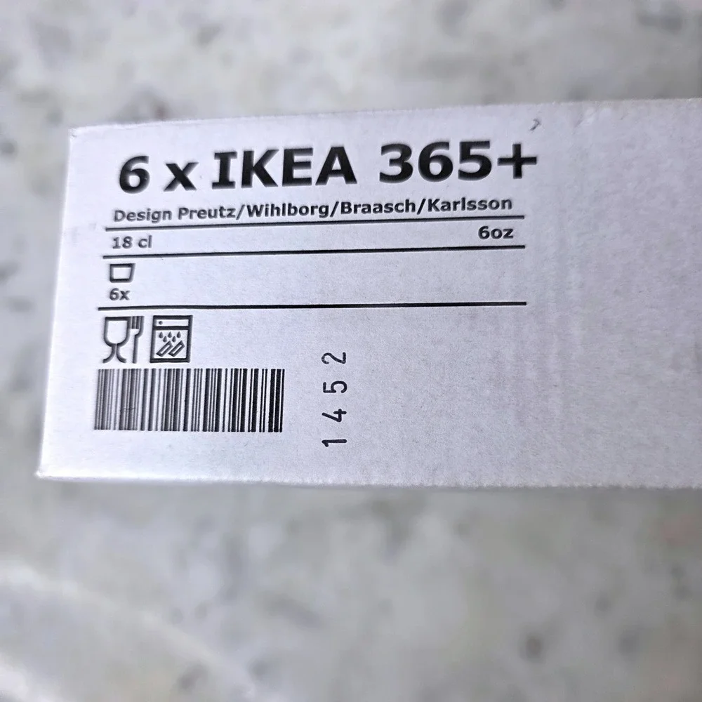 IKEA 365 Set 6 Clear Short Glass Tumblers 6oz 18cl Stackable Drinkware Barware